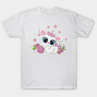 Cute rabbit with a crown on his head. T-Shirt